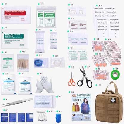 Carlebben Rip-Away EMT Pouch Molle Pouch Ifak Pouch Medical First Aid Kit Utility Pouch 1000D Nylon (with Medical Supplies Tan)