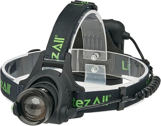 LitezAll LED Head Lamp Work Light - 800 Lumen Adjustable Headlamp, Weather Resistant, Battery Powered Headband Flashlights for Camping, Running, Outdoor Gear - Batteries Included