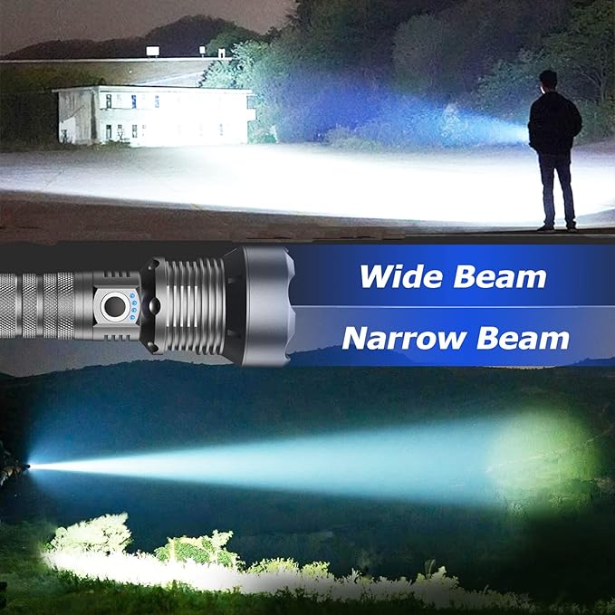 Rechargeable LED Flashlights High Lumens, 990,000 Lumen Brightest Flashlight with 5 Modes and Waterproof, Long Lasting Powerful Handheld Bright Flashlight for Emergencies Camping