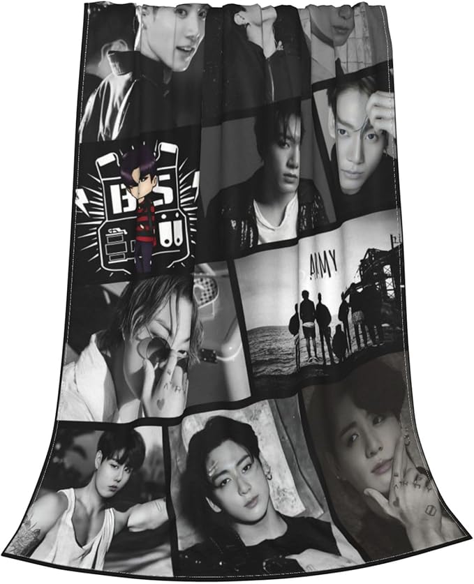 Jung Kook Blanket 60"X80" Soft and Comfortable Warm Fleece Throw Full Picture of Idol Group Blankets Yoga Blankets Beach Blanket Picnic Blankets Gift for Dorm Room Decor Sofa Bed Camping Travel