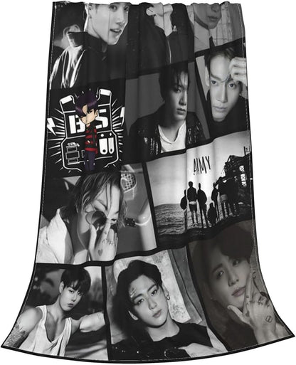 Jung Kook Blanket 60"X80" Soft and Comfortable Warm Fleece Throw Full Picture of Idol Group Blankets Yoga Blankets Beach Blanket Picnic Blankets Gift for Dorm Room Decor Sofa Bed Camping Travel