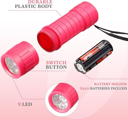 36 Pcs Small Mini Flashlights 9 LED Flashlight Assorted Colors with Lanyard Small Handheld Flashlights Bulk 3AAA Battery Included Plastic Flash Light for Kids Camping Class Teaching Party