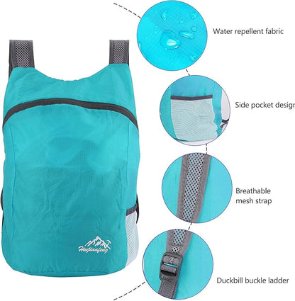 20L Ultra Lightweight Foldable Backpack Small Hiking Rucksack Ultralight Water Resistant Travel Packable Daypack for Men Women for Outdoor Sport Travelling Walking Hiking Camping Biking (Blue A)