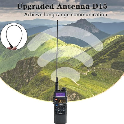 BAOFENG UV-5R 8W Handheld Ham Radio Long Range Walkie Talkies for Adults UV5R Dual Band with 3800mAh Battery,USB Charger,Programming Cable, D15 Antenna 2 Pack