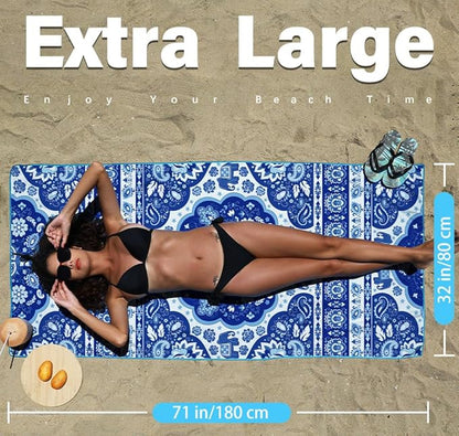2 Pack Microfiber Lightweight Beach Towel Sand Free Quick Dry Absorbent Thin Compact Towels for Swimming Pool Camping Beach Accessories Large Easy Pack Travel Things for Vacation Essentials Gift