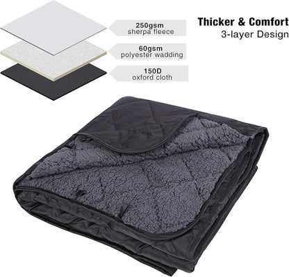REDCAMP Large Warm Blanket with Sherpa Lining, Cold Weather Outdoor Blanket Windproof for Camping Stadium, Machine Washable 79"x 79"