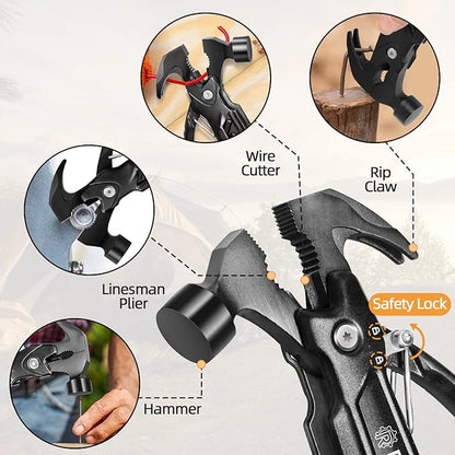 Father's Day Gifts, Hammer Multitool 15 in 1 Birthday Gifts for Men Dad Husband Boyfriend Camping Accessories Survival Gear Multi Tool with Gift Box Cool Gadgets Unique Christmas Gifts Ideas