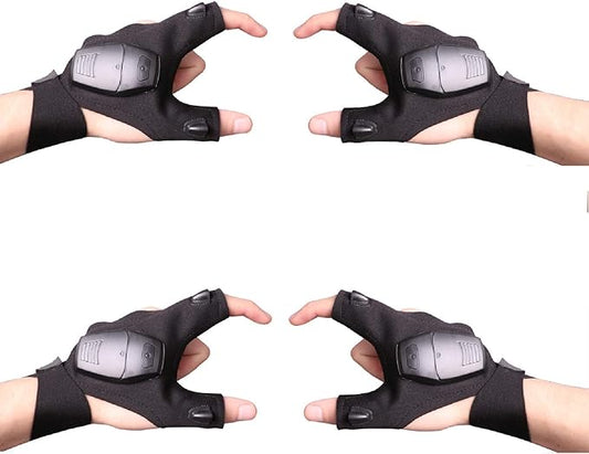 LED Rechargeable Flashlight Glove ,Hands Free Unique Gadget Tools Gifts for Valentine's Day Gifts Outdoor Fishing Gloves Repairing Cars Night Running Fishing Camping Hiking in Dark Place (2 Pair)
