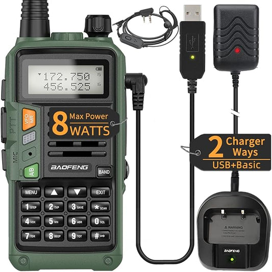 Baofeng Ham Radio UV-5R 8W Upgrade Long Range Handheld UV-S9 Plus Dual Band Two Way Radio Portable Walkie Talkies with USB Charger Cable