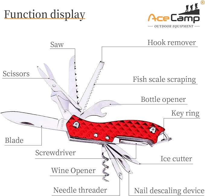11-In-1 multifunctional pocket tool portable folding tool with blade, scissors, corkscrew, serrated, screwdriver,opener, for outdoor, disaster prevention, operation, camping tools