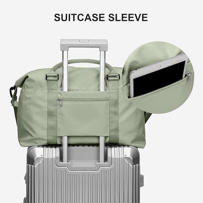 Sport Travel Duffle Bag Large Gym Tote Bag for Women, Weekender Carry on Bags for Airplane, Ladies Beach Overnight Bag Waterproof Luggage Bags with Wet Pocket Light Green