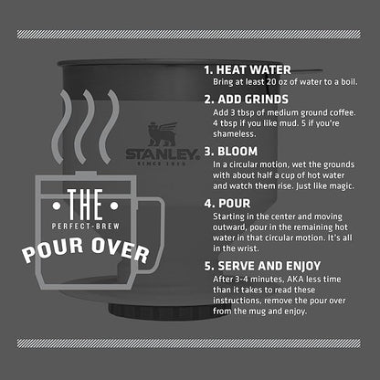 Stanley Perfect Brew Pour Over | Manual Single Cup Coffee Maker | Drip Coffee Maker with Reusable Filter | Easy Clean Stainless Steel | BPA-Free | Polar