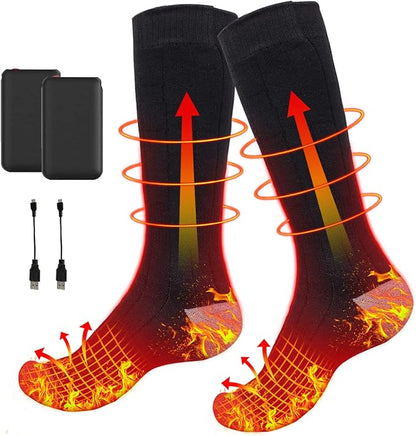 Electric Heated Socks, Upgraded Winter Rechargeable Washable Battery Heat Socks Men Women Thermal Warming Socks for Outdoor Hiking Camping Skiing Fishing Hunting Mountaineering
