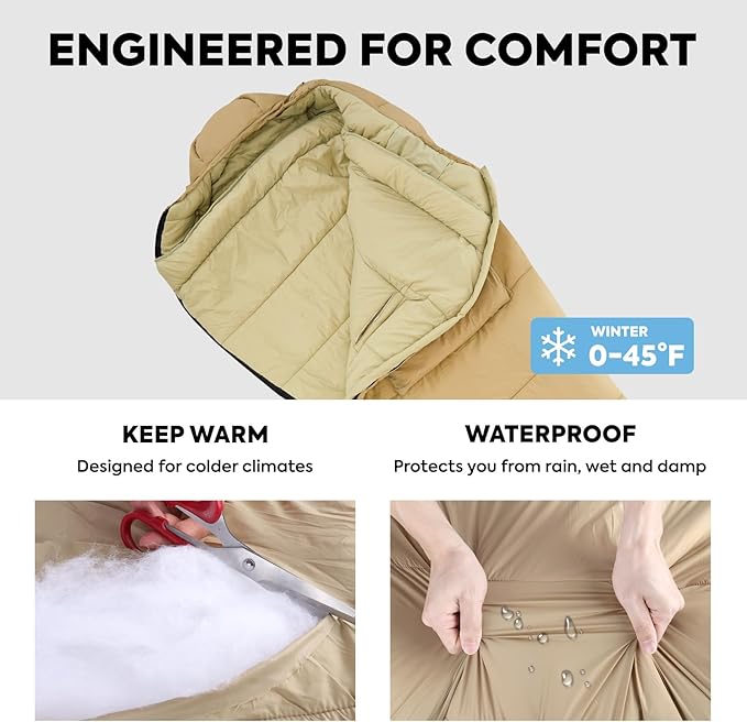 ICECO XL Sleeping Bags for Adults Cold Weather, 0 Degree Sleeping Bag, 3 Seasons Backpacking Sleeping Bag for Kids, Adults, Warm & Washable Winter Sleeping Bags for Camping, Traveling, Outdoor