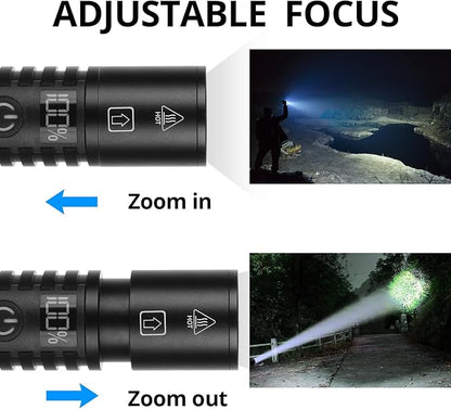 Semlos LED Flashlight 1500 Lumens with Display Screen, Zoomable and Tactical Flashlight for Outdoor Activities, Powerful Emergency Flashlights Rechargeable for Camping, Hiking