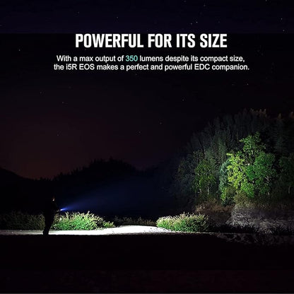 OLIGHT I5R EOS 350 Lumens Rechargeable Tail-Switch LED Flashlight Powered by USB Rechargeable Battery, Slim EDC Pocket Flashlight for Camping, Outdoor, and Emergency (Black)
