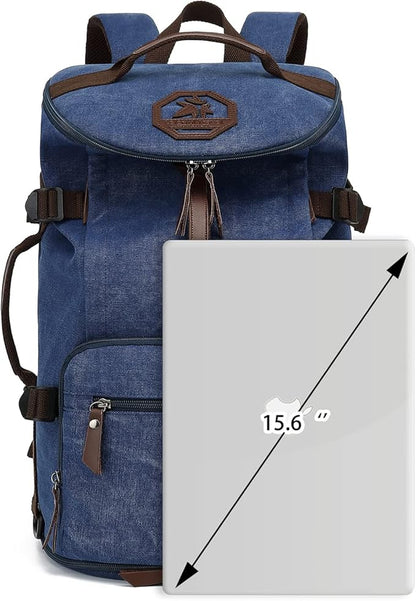 Gym Duffle Bag Backpack 4-Way Vintage canvas with Shoes Compartment for travel Sport Hiking laptop (Vintage blue) X-Large