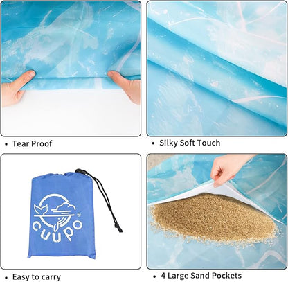 Beach Blanket Sandproof, 3D Printing 79" X 79" for 4-6 Adults Oversized Lightweight Picnic Blanket Portable Compact Quick Drying Picnic Mat for Outdoor Camping Hiking Travel