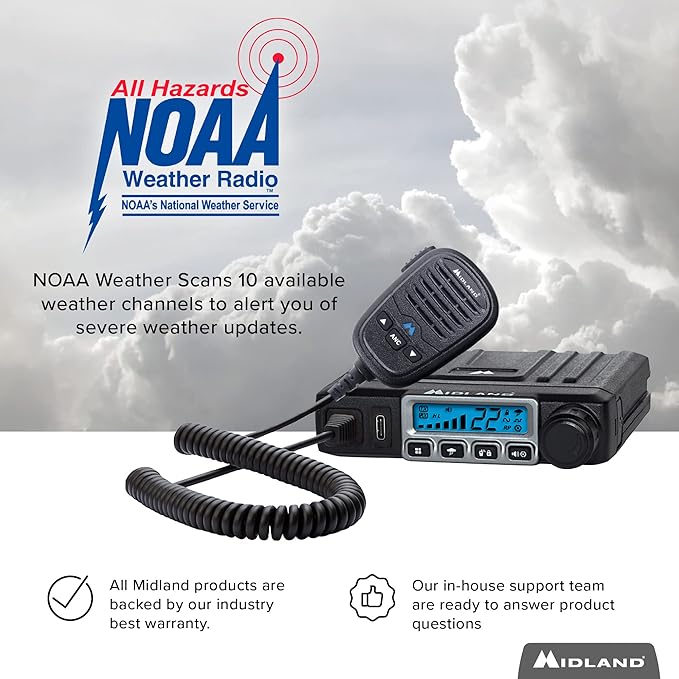 Midland – MXT115AGVP3 - 15 Watt GMRS MicroMobile Two Way Radio - Off Roading Outdoor Farm Radio - Extended Range 3dB gain Ghost Antenna, Antenna Cable, Mounting Bracket - Farm Tractor Bundle