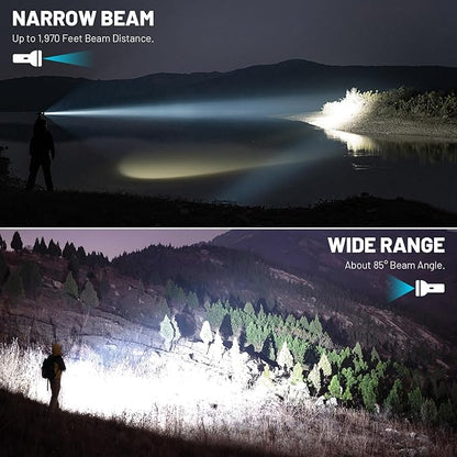 azamine Rechargeable LED Flashlight High Lumens - High Powered 990000 Lumen Super Bright Flashlights with 3 Modes, IPX6 Waterproof, Portable Handheld Flash Light for Home, Camping, Outdoor