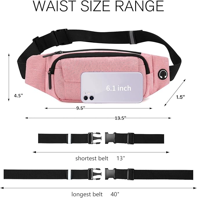SINNO Large Crossbody Fanny Pack for Women Men Belt Bag With 4-Zipper Pockets for Travel Running Hiking Workout Dog Walking Outdoors Sport Fishing Waist Pack Bag Carrying All Phones