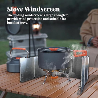 Camping Essentials Cookware Cooking Set, Camping Pots and Pans Set for Backpacking Gear, Car Camping Mess Kit for Camping Stove, Camp Kitchen with Camping Kettle, Pour Over Coffee Dripper
