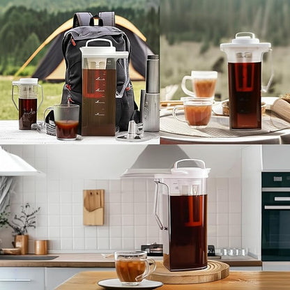 LITIFO Cold Brew Coffee Maker, 74oz Portable Iced Tea and Coffee Maker with Precision Filter, Leak-Proof，Heat-Resistant, Dual Handles for Camping/Home Kitchen (74oz)