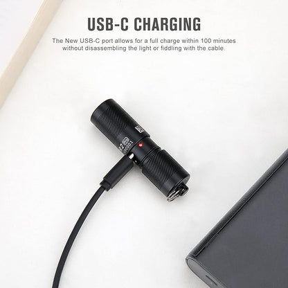 OLIGHT I1R 2 Pro Eos 180 Lumens EDC Rechargeable Keychain Flashlight, Powered by Built-in Rechargeable Battery with Type-C USB Cable, Slim Mini Handheld Light for Everyday Carry