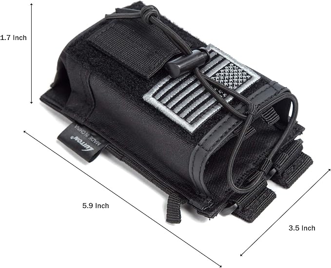 2 Pack Tactical Radio Holder Radio Case Molle Radio Holster Military Heavy Duty Radios Pouch Bag for Two Ways Walkie Talkies Adjustable Storage with 3 Pack Patch