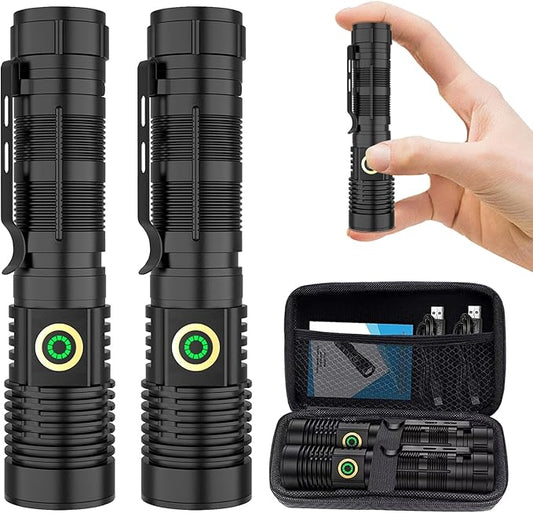 Rechargeable Flashlight High Lumens, 12000 High Lumens Super Bright Flash Light, 1500 Meter Long-Range Zoomable LED Flashlights for Emergency, EDC, Searching, Waterproof Flashlight Dimmable