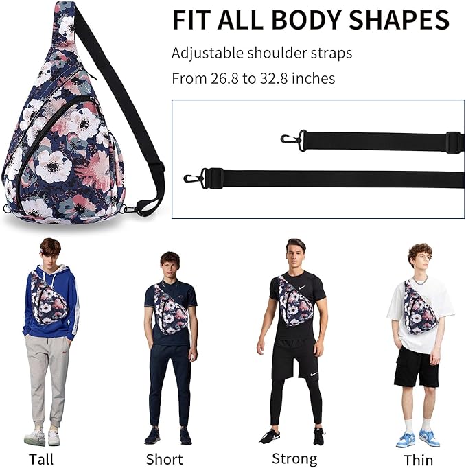 HUA ANGEL Crossbody Sling Bag for Men & Women Lightweight Waterproof Chest Shoulder Bag for Travel Hiking & Everyday Use