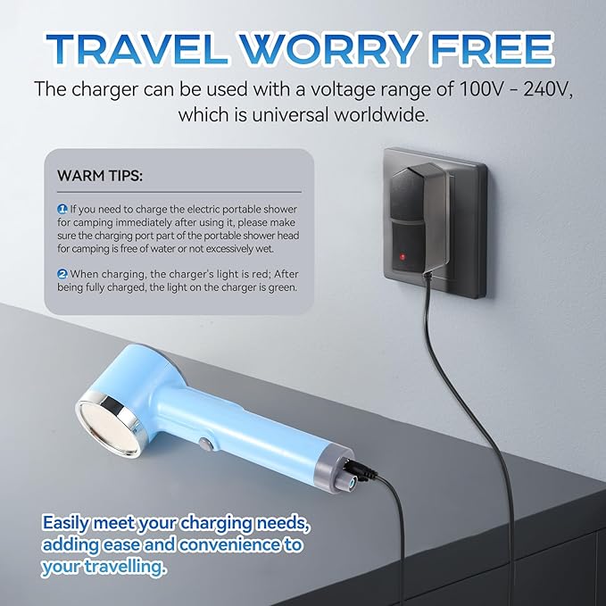 Portable Outdoor Shower, Compact Handheld Rechargeable Camping Showerhead, Camping Shower Head Nozzle for Camping, Hiking, Traveling, Washing