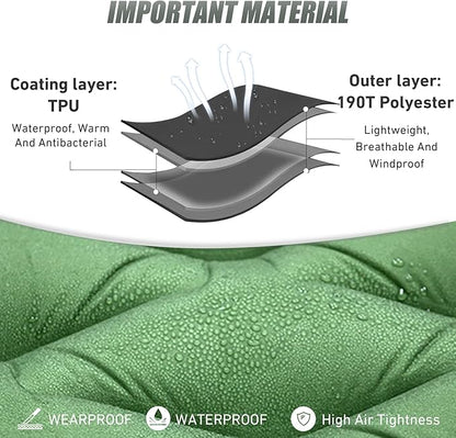 Oversized Camping Sleeping Pad,4.2" Thick Ultralight Camping Sleeping Mats for Adults,Camping Mattress with Pillow & Built-in Pump for Tent,Backpacking,Travel