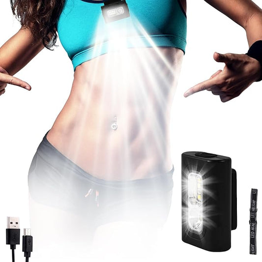 Clip on Running Lights,Rechargeable Night Light with Strong Magnet Reflective, LED Running Lights 6 Lighting Modes with Red Strobe for Runners Joggers Walking Camping Outdoor Adventure, 1Pack-Black