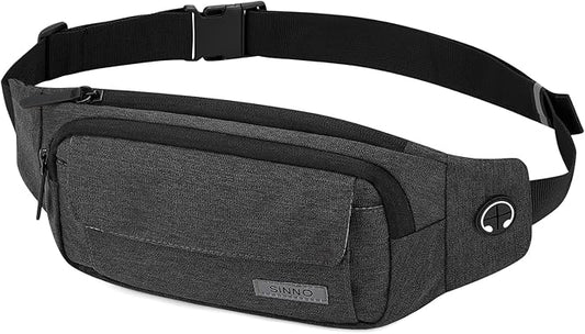 SINNO Large Crossbody Fanny Pack for Women Men Belt Bag With 4-Zipper Pockets for Travel Running Hiking Workout Dog Walking Outdoors Sport Fishing Waist Pack Bag Carrying All Phones