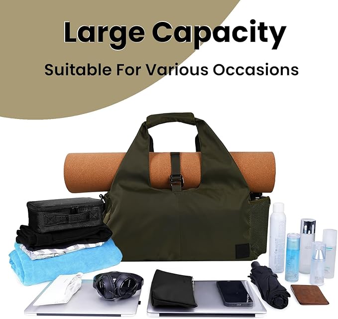 Yoga Bag for Women – 17 Inch Waterproof 210D Polyester, Detachable Strap, Insulated Tumbler Pocket, Double Zipper, Ventilated Gym Tote