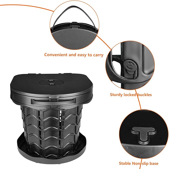Portable Toilet, Boreeman Camp Toilet, Foldable and Height Adjustable, Load Capacity 400lbs, with Carrying Handle, Luggable Loo Portable Toilet, Perfect as Camping Toilet, Travel Toilet, Car Toilet