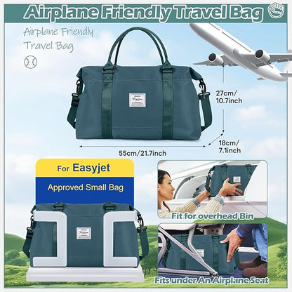Small Gym Duffle Bag for Women, Mini Cute Weekender Handbag Carry on Travel Bag for Airplane, Water Resistant Sports Yoga Tote Bag with Dry Wet Separated Pocket