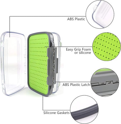 M MAXIMUMCATCH Maxcatch Fly Box Two Sided Waterproof Jig Fly Fishing Boxes for Dry Wet Nymph Flies 4 Sizes Clear Lid