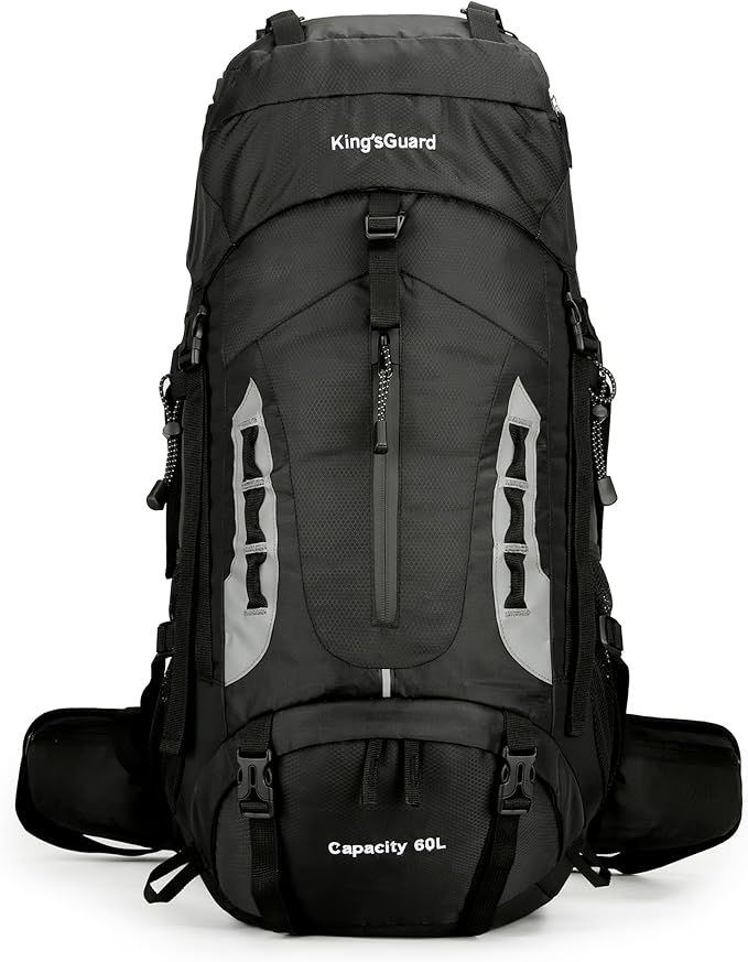 60L Hiking Backpack Lightweight Camping Backpack with Rain Cover Large Waterproof Packable Outdoor Trekking Travel Backpack for Men Women (Black)