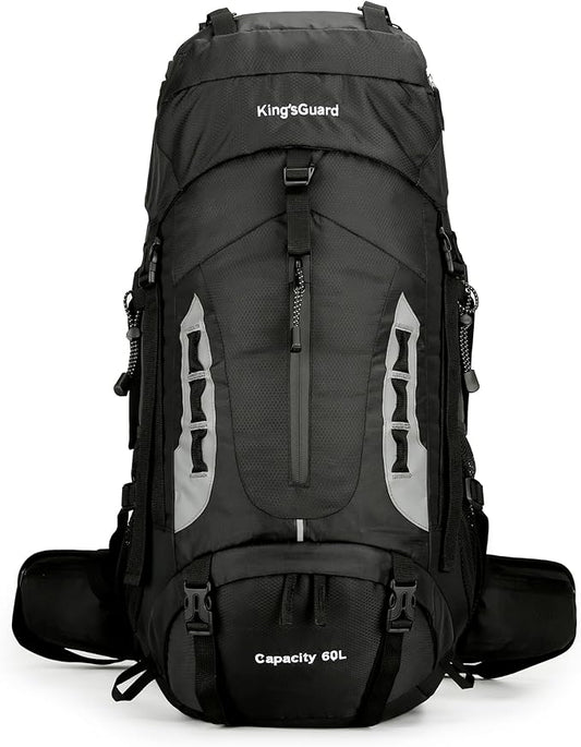 60L Hiking Backpack Lightweight Camping Backpack with Rain Cover Large Waterproof Packable Outdoor Trekking Travel Backpack for Men Women (Black)