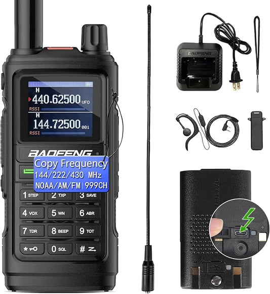 Baofeng Radio UV-17R Ham Radio Handheld (Upgraded of UV-5R) Tri Band Long Range Walkie Talkies for Adults Rechargeable NOAA Weather Receiver, 999CH, Copy Frequency, USB C Charger