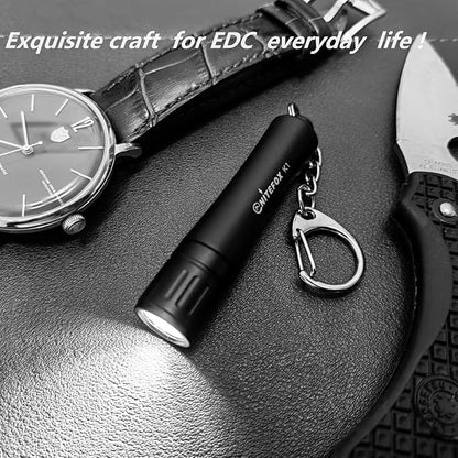 Bright Keychain flashlight K1,high bright 150 lumens,as small flashlight lantern camp lamp light,waterproof torch for EDC,reading,sleep,dog walking,camping,hiking (White)