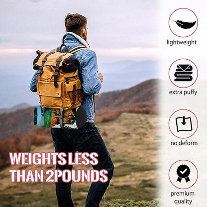 Outdoor Puffy Camping Blanket, Lightweight Down Alternative Puffy Printed Camping Large Ultra Warm Hammock Top Quilt Waterproof Blanket for Traveling Picnic Beach Party Cold Weather (Waterfall)