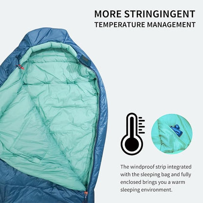3-4 Seasons Cyan Two-Layer Shingle Sleeping Bag with Inner Pocket for Adult,Perfect for Backpacking,Traveling and Hiking,Including Free Compression Stuff Sack