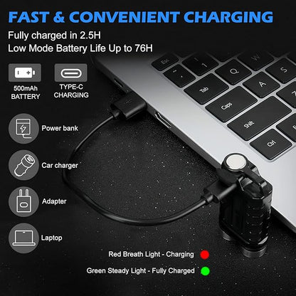 EDC Flashlight Rechargeable, 10 Modes LED Mini Keychain Flashlights High Lumens, 900 Lumens Pocket Flash Light with UV Red Blue Side Light, Waterproof Small Flashlights for Camping Hiking Emergencies