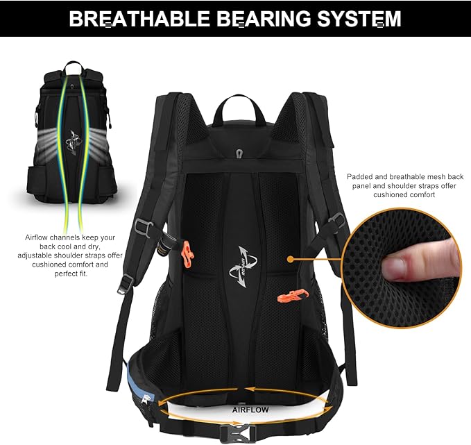 MOUNTAINTOP 40L Hiking Backpack Travel Daypack with Rain Cover for Outdoor Backpacking, Camping