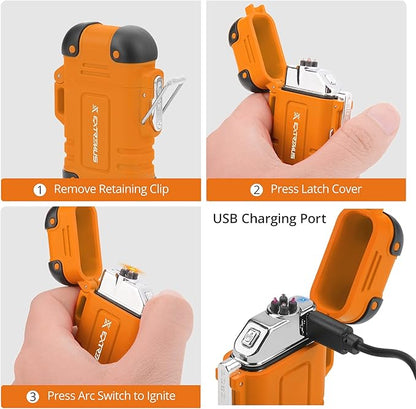 Extremus Blaze 360 Lighters, Rechargeable Electric Lighters, Dual Arc Lighter, Plasma Lighters, Waterproof & Windproof Lighter, USB Flameless Lighter for Camping, Hiking, Outdoor Adventures
