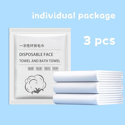 Disposable Bath Towels, 3 Pcs Large Travel Bath Towel 55 * 28 in, Travel Essentials Compressed Towel - Portable Disposable Washcloths for Travel Beach Shower Hiking Swim Hotel Camping