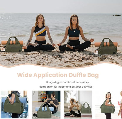 Yoga Bag for Women – 17 Inch Waterproof 210D Polyester, Detachable Strap, Insulated Tumbler Pocket, Double Zipper, Ventilated Gym Tote